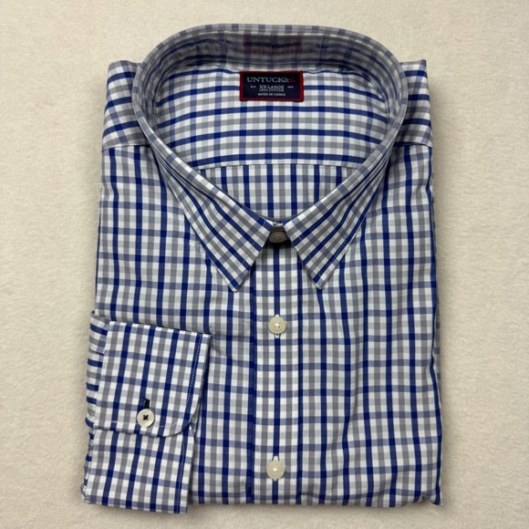 UNTUCKit Other - Untuckit Almaden Shirt XXL Regular Fit Blue Gray Check Cotton Button-Down